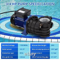 0.75HP Pool Pump In/Above Ground Water Pump Single Speed, 550With115V, 2641GPH