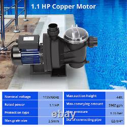 1.1HP In/Above Ground Swimming Pool Pump With Motor Strainer Filter Basket 3962GPH