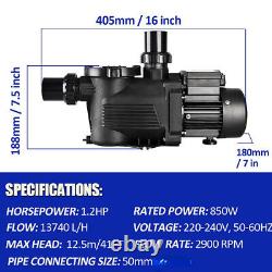 1.2HP 3650GPH INGROUND Swimming POOL PUMP MOTOR with Strainer for Hayward 220V