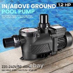1.2HP Pool Pump In/Above Ground Swimming Pool Sand Filter Pump Motor Strainer