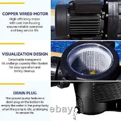 1.2HP Pool Pump In/Above Ground Swimming Pool Sand Filter Pump Motor Strainer