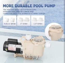 1.5 HP Pool Pump, 7600 GPH Powerful Self Primming Inground Pool Pump, 115 V