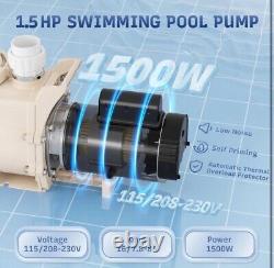 1.5 HP Pool Pump, 7600 GPH Powerful Self Primming Inground Pool Pump, 115 V