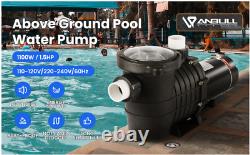 1.5HP Anbull Swimming Pool Pump Motor In/Above Ground with Strainer Filter Basket