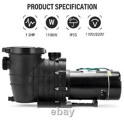 1.5HP In/Above Ground Swimming Pool Sand Filter Pump Motor Strainer US