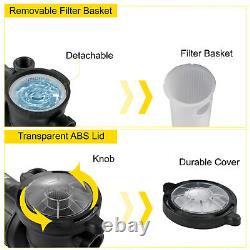 1.5HP Swimming Pool Pump In/Above Ground Filter Pump Strainer Basket 350L/min