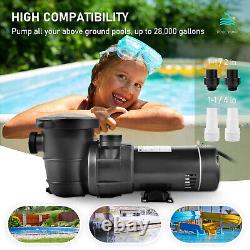 1.5HP Swimming Pool Pump In/Above Ground Filter Pump Strainer Basket 350L/min