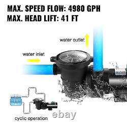 1.5HP Swimming Pool Pump In/Above Ground Filter Pump Strainer Basket 350L/min