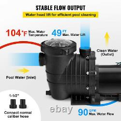 1.5HP Swimming Pool Pump In/Above Ground Pool Pump with Strainer Filter 115-230V
