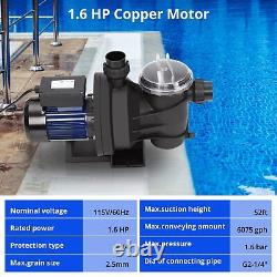 1.6HP Swimming Pool Pump 6075GPH Powerful Self-priming Pump for In/Above Ground