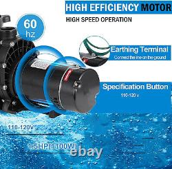 110-120V 1.5HP Filter Pump 6000GPH Inground Swimming POOL PUMP MOTOR with Strainer