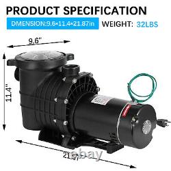 110/220V 2 HP Swimming Pool Pump In/Above Ground 1500W Dual Voltage