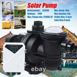 1200W DC Solar Swimming In/Above Ground Spa POOL PUMP Brush-less Motor 27,000L/H