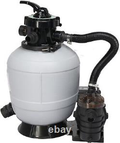 13 Sand Filter Above Ground with 3/4HP Pool Pump 3435GPH Flow 6-Way Valve Gray