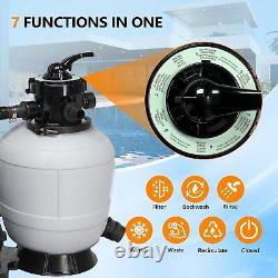 13 Sand Filter Above Ground with 3/4HP Pool Pump 3435GPH Flow 6-Way Valve Gray