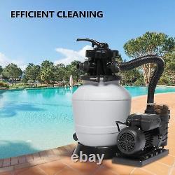 13 Sand Filter Above Ground with 3/4HP Pool Pump 3435GPH Flow 6-Way Valve Gray