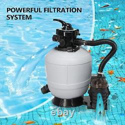 13 Sand Filter Above Ground with 3/4HP Pool Pump 3435GPH Flow 6-Way Valve Gray