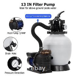 13 Sand Filter Pump, 3/4HP Pool Sand Filter for Above Ground and Inground Pool