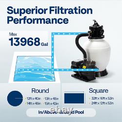 13 Sand Filter Pump with 3/4 HP Motor, 2640 GPH for In/Above Ground Pools 7-Way