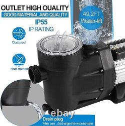 1HP 750W Swimming Pool Pump Motor In/Above Ground 6000GPH 49.2FT Hmax withStrainer