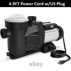 1HP 750W Swimming Pool Pump Motor In/Above Ground 6000GPH 49.2FT Hmax withStrainer