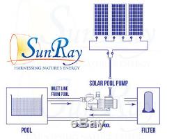 1HP SunRay Solar Swimming Pool Pump DC Motor Inground with 3 Panels 90v USA Pond