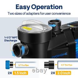 2.0HP Self Primming Swimming Pool Pump 7140 GPH withTimer for in/Above Ground Pool