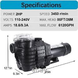 2.5/2HP 110-240V 2 NPT IN GROUND Swimming POOL PUMP MOTOR with Strainer Hayward