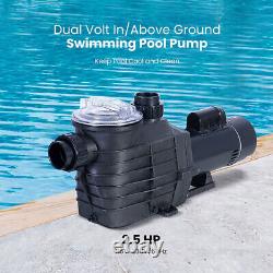 2.5 HP In/Above Ground Swimming Pool Pump Self Primming Dual Voltage with Strainer