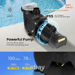 2.5 HP In/Above Ground Swimming Pool Pump Self Primming Dual Voltage with Strainer