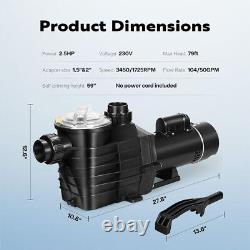 2.5 HP Self Priming In/Above Ground Swimming Pool Pump 2 Speed 230V & Strainer