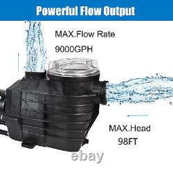 2.5HP Inground Pool Pump Motor 9000GPH 98FT Head Lift 2 NPT 110-240V For Haywar