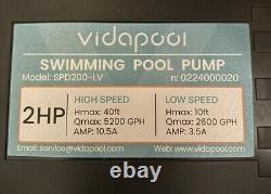 2 HP Dual Speed Self Primming Pool Pump with Filter, 5200GPH, 115V, 2 Interfaces