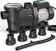 2 HP Pool Pump with Timer, 8120Gph, 220V, 2 Adapters, Powerful In/Above Ground Self