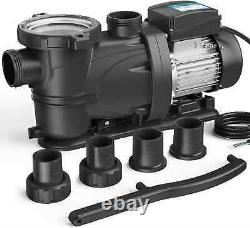 2 HP Pool Pump with Timer, 8120Gph, 220V, 2 Adapters, Powerful In/Above Ground Self