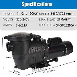 2 Speed 1.5HP 230v 1.5 NPT INGROUND Swimming POOL PUMP MOTOR withStrainer Hayward