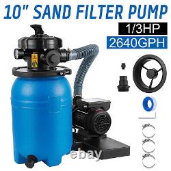 2640GPH 10 Sand Filter 1/3HP Pool Pump for Above Ground Swimming Pool 10000Gal
