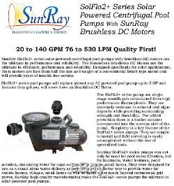 2HP SunRay Solar Swimming Pool Pump DC Brushless Motor Inground V 180v USA Pond