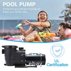 2HP Swimming Pool Pump In/Above Ground with Motor 2Pcs Connectors