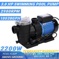 3.0HP Swimming Pool Pump 2900 RPM With Strainer Filter Pump Above Ground Pool US