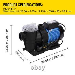 3.0HP Swimming Pool Pump Motor In/Above Ground with Strainer Filter 2200W outdoor