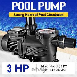 3HP Above Ground Swimming Pool Pump w Filter Basket Inground Pool Pump 10038 GPH