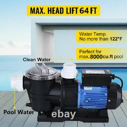 3HP Swimming Pool Pump 2200W In/Above Ground Pool Pump High Efficiency Low Noise
