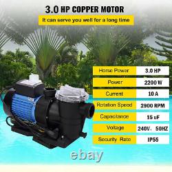 3HP Swimming Pool Pump Motor Hayward 220V 10038GPH Filter Pump with Strainer