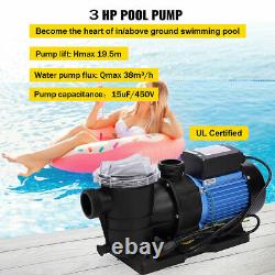 3HP Swimming Pool Pump for In-Ground Pool 220V Hi-Flow 10038 GPH Water Pump Blue