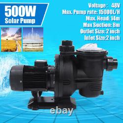 500W DC Solar Pump In-Ground Swimming Pool Pump Clean Spa Brushless Motor 66GPM