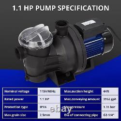 800With115V 1.1HP Pool Pump In/Above Ground Water Pump Single Speed 3962GPH