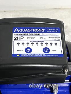 AQUASTRONG 2 HP In/Above Ground Dual Speed Pool Pump, 220v, 8917 GPH