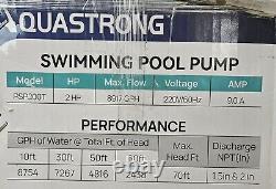 AQUASTRONG 2 HP In/Above Ground Pool Pump with Timer, 220V, 8917GPH, High Flow