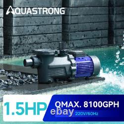 AQUASTRONG In/Above Ground Pool Pump 1.5 HP Single Speed 220V with High Flow